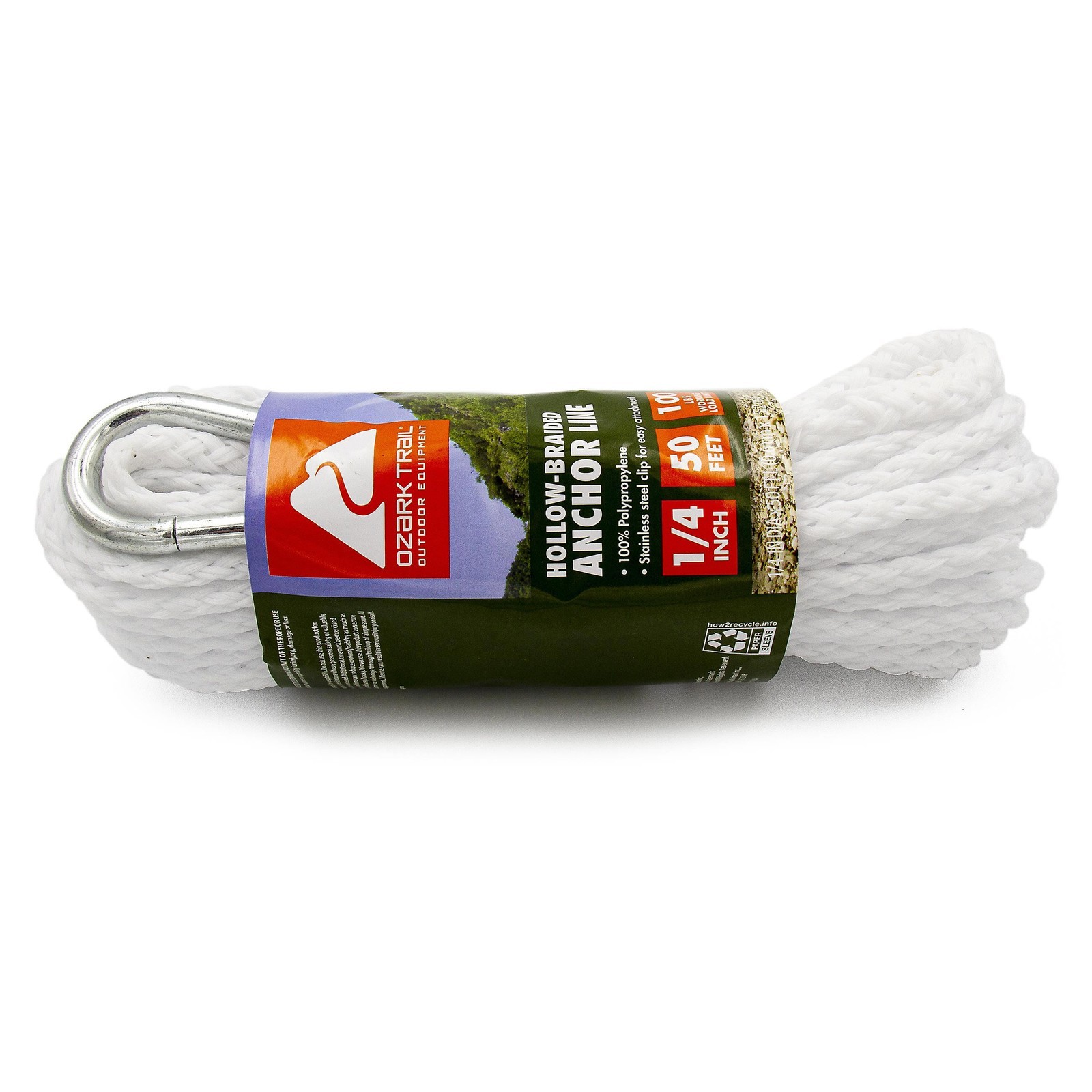 1/4″x50′ Polypropylene Anchor Line White color 50 Foot Length.