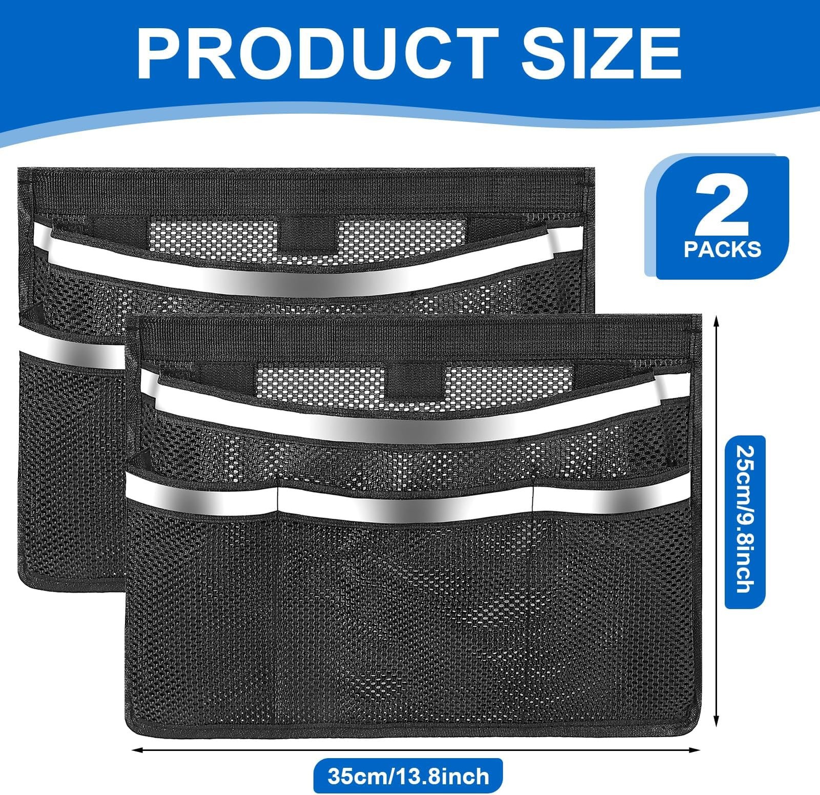 2 PCS 13.7″x 9.8″ Boat Storage Mesh Bag, Upgraded 2-Layer 1 Large+3 Small Poc…