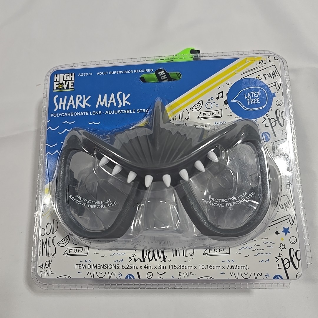 High Five Shark Mask Swim Goggles Mask Latex Free Kids Sealed Shark Teeth Dive