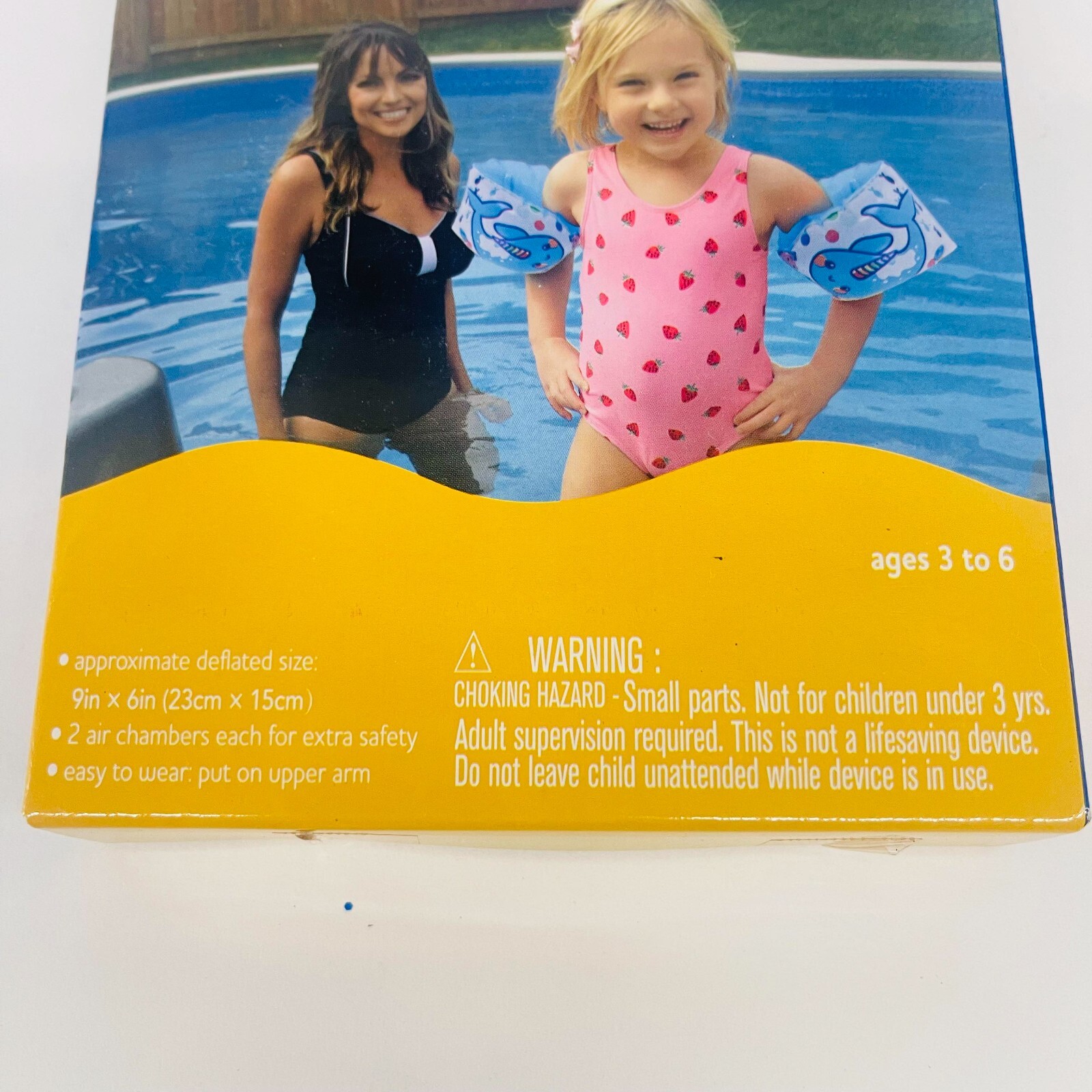 Swim Aid Armbands Inflatable Water Safety Training Arm Bands, Shark Design 3-6yo