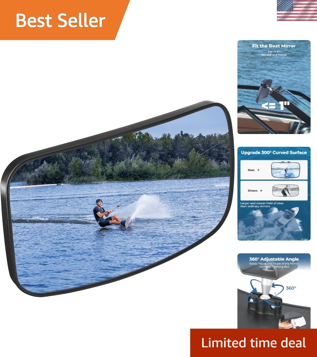 Boat Rear View Mirror, Upgrade Marine Mirror with 300° Curved Surface, 4.5″x8…