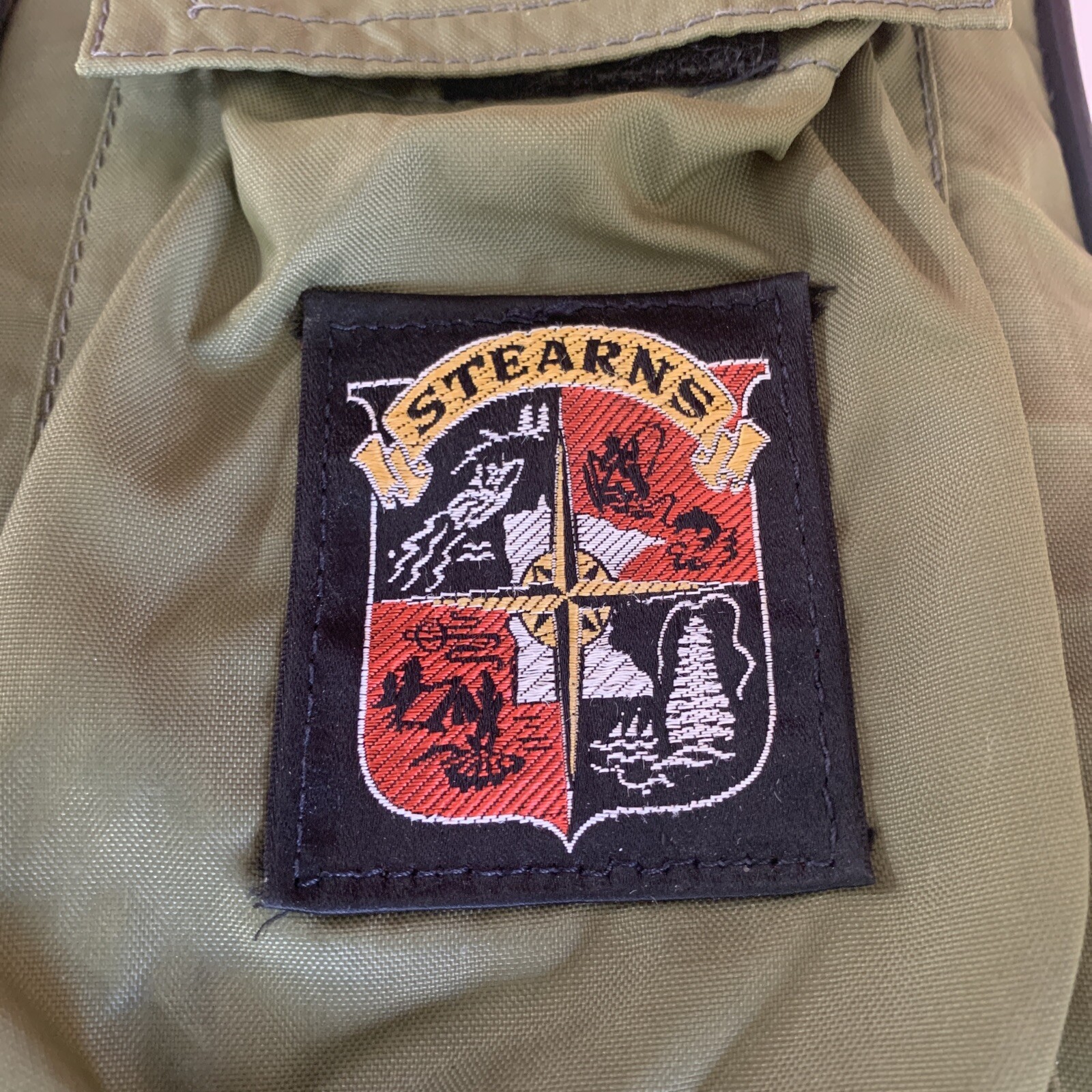 Vintage Stearns Fishing Vest Life Jacket Size Adult Small Army Green Retro USA