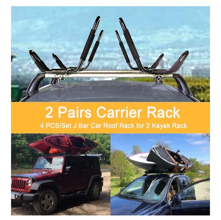 Kayak Roof Rack 2 Pairs J-Bar Carrier Holder for Canoe, SUV, Cars, T…