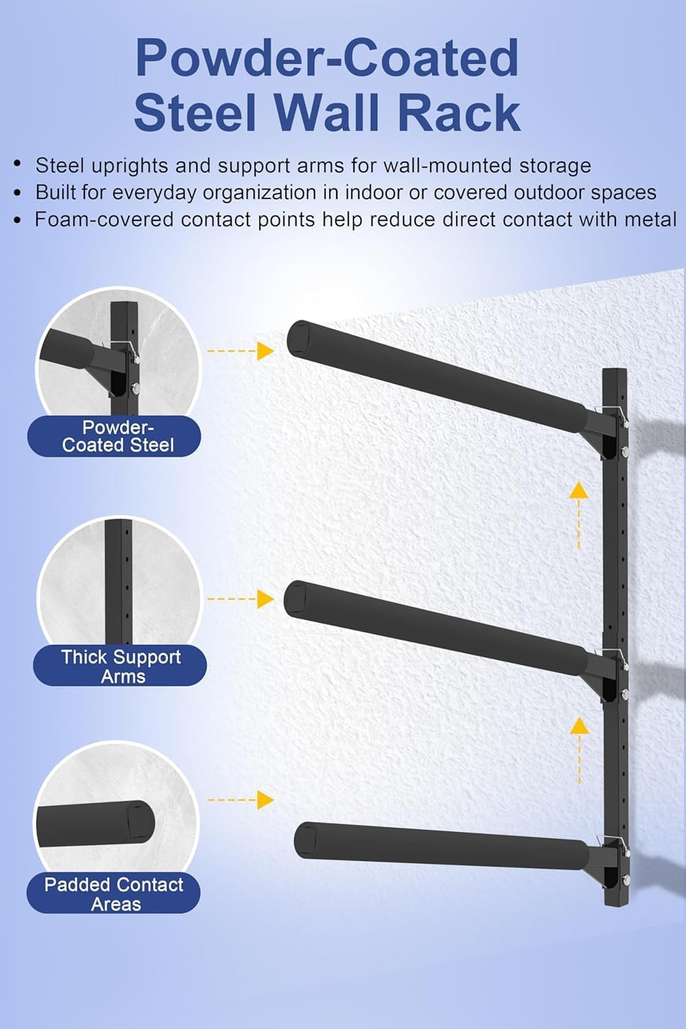 Kayak Wall Rack, Heavy Duty Wall Mount Storage Rack for Multiple Kayaks, with Ad