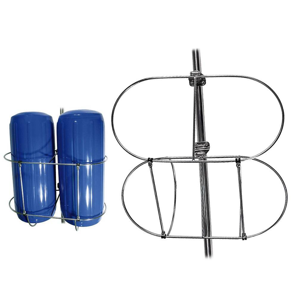 Folding Double Fender Holder Boat Rack Stainless Steel For 11inch Boat Fender US