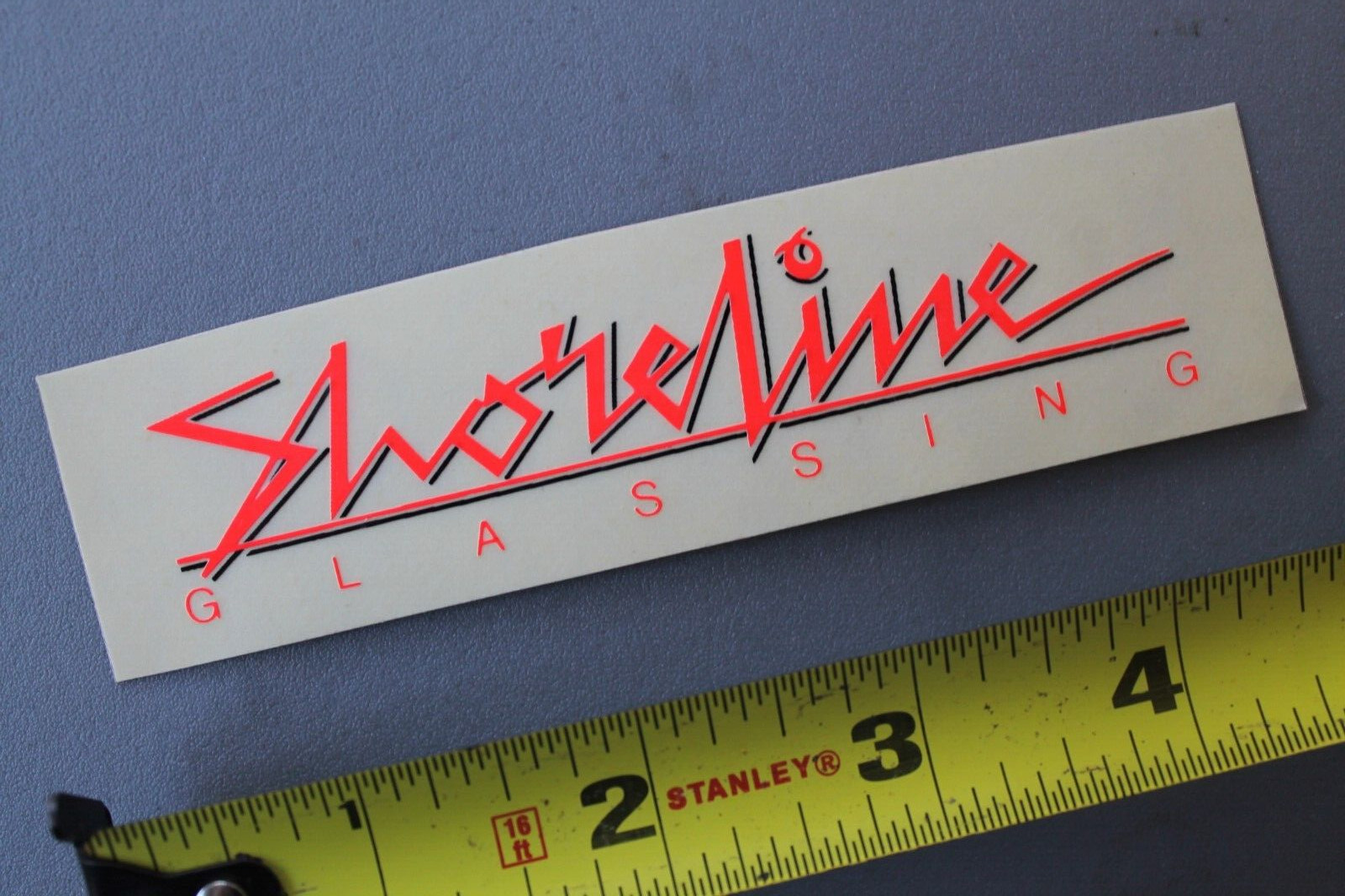 Shoreline Surfboard Glassing Clear Neon Orange OG V69B Vintage Surfing STICKER