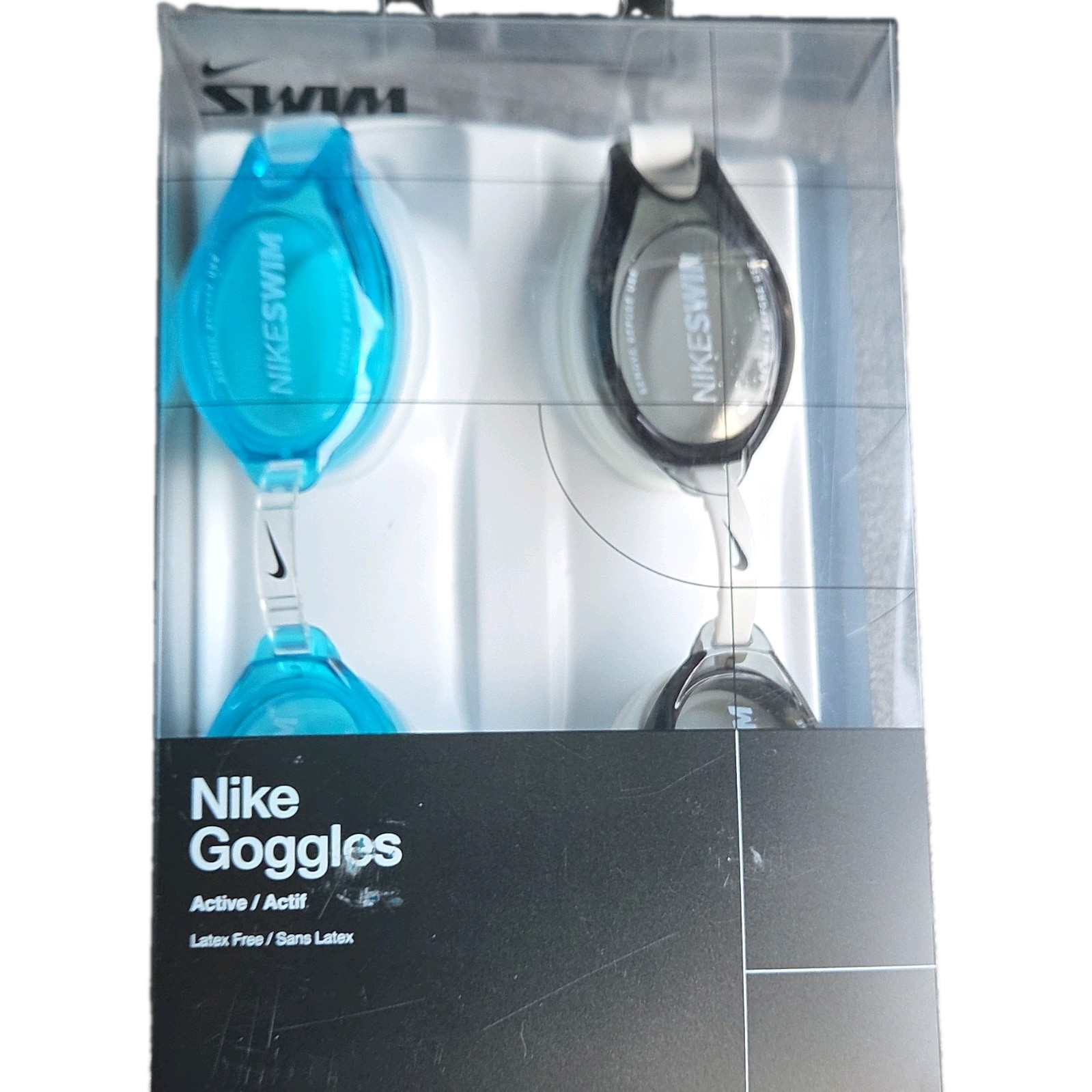 Nike Active/Actif Swim Goggles Latex Free/Sans Latex UV-Blocking