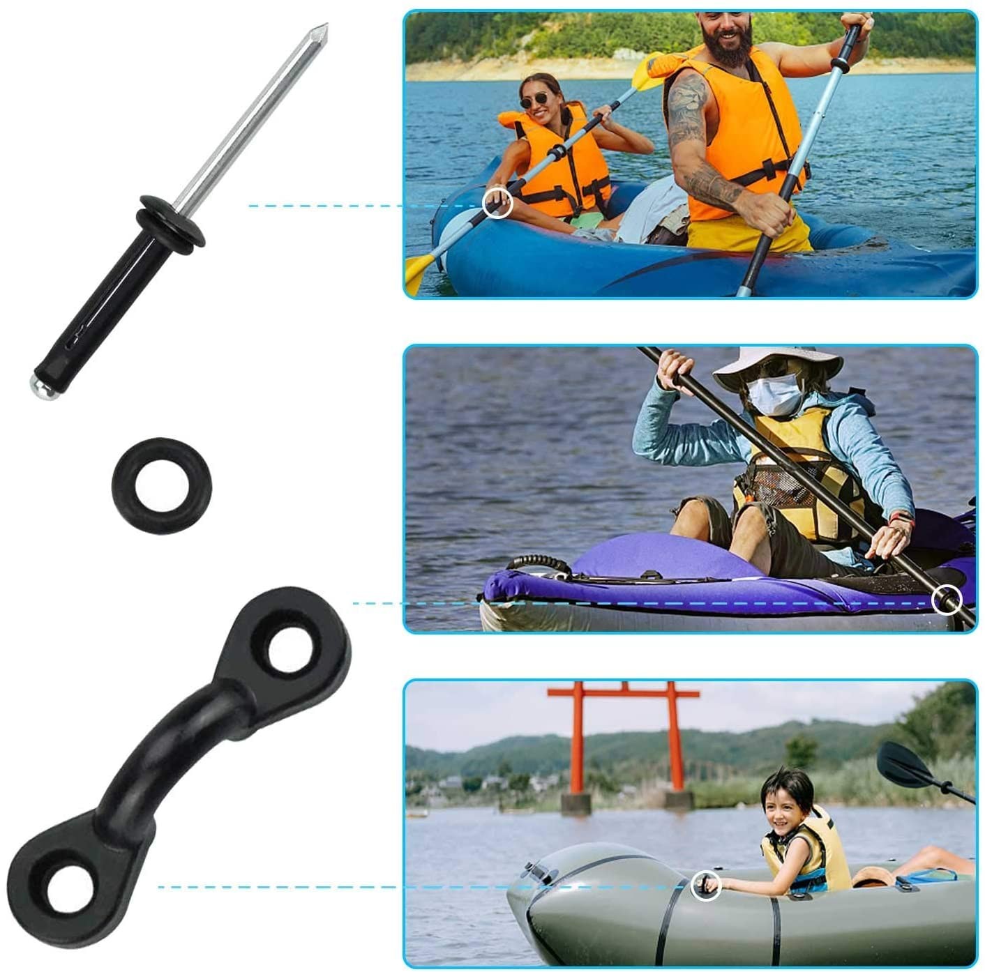 HLOGREE Kayak Handles 2/4 Pack,Kayak Carry Handle with Rivets,Kayak Replacement