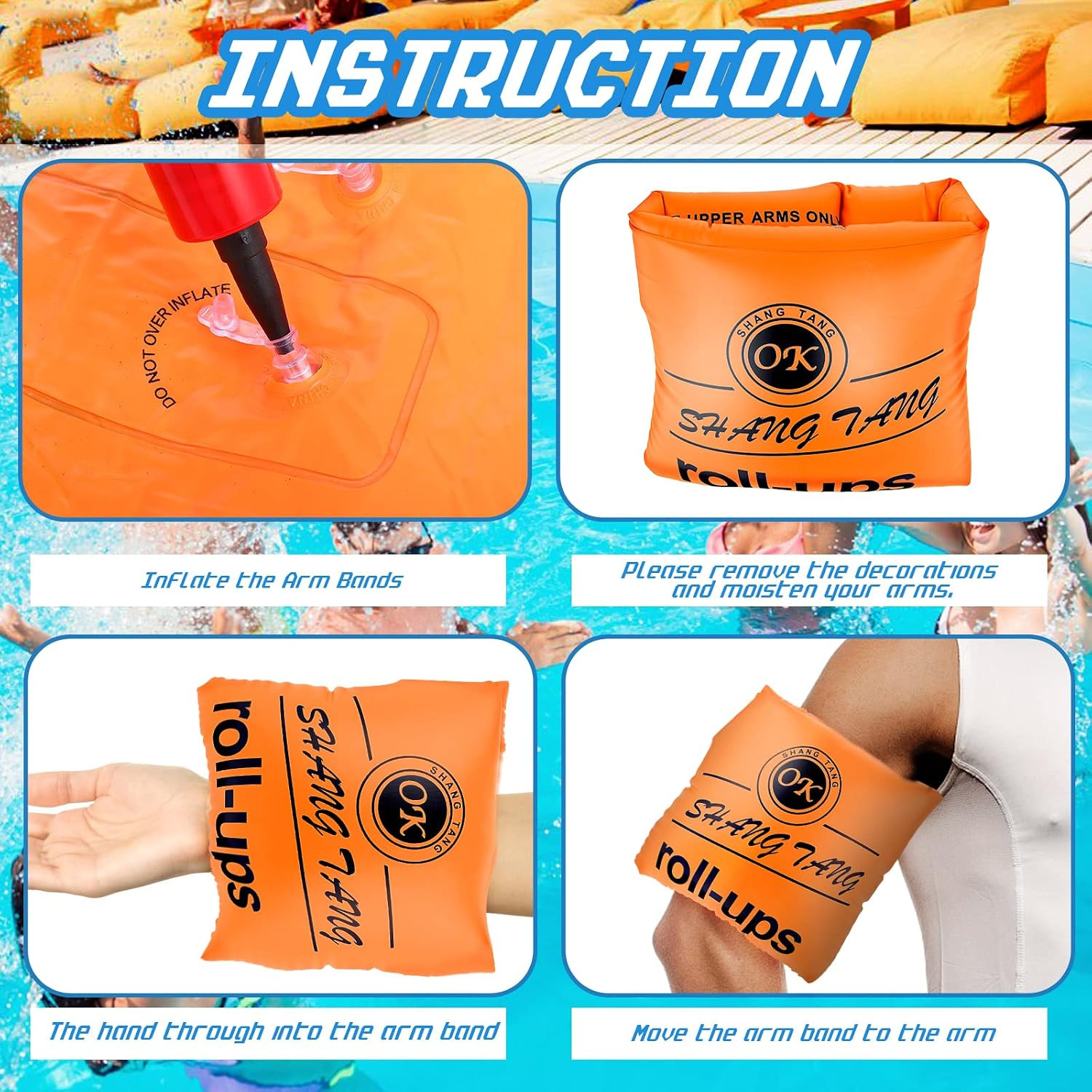 2 Pack Arm Floaties for Adults and Kids, Water Wings Inflatable Arm Swimming