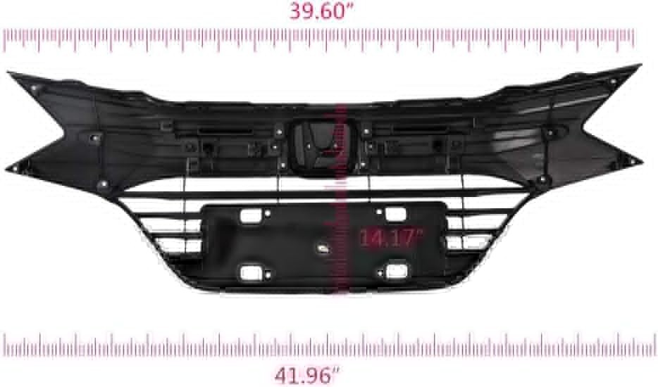 Full Black & Chrome Front Upper Grille Compatible with Honda 2016-2018 HRV HR-V