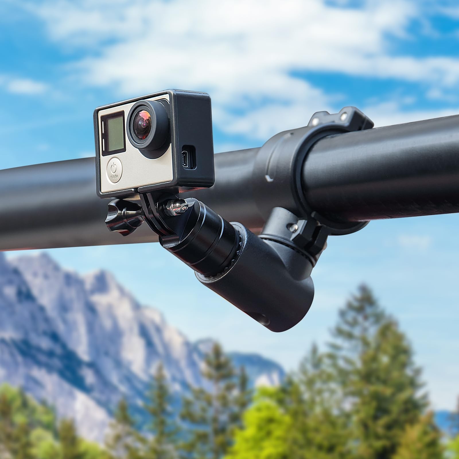 KEMIMOTO UTV Camera Mount for 1.75″-2″ Roll Bar 2x5x4 inches, Black