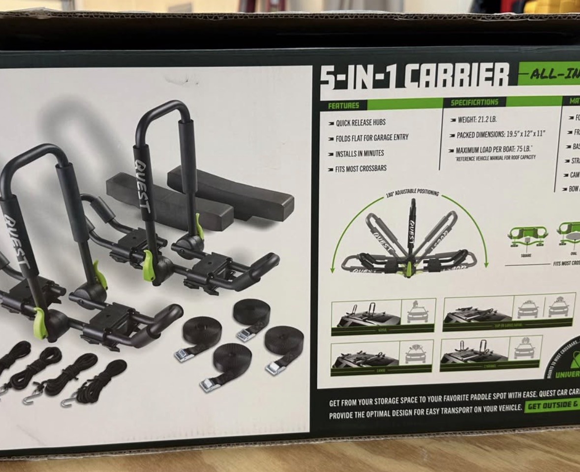 Quest Kayak Carrier 5-in-1 Carrier All Inclusive Kit Open Box **Free shipping**