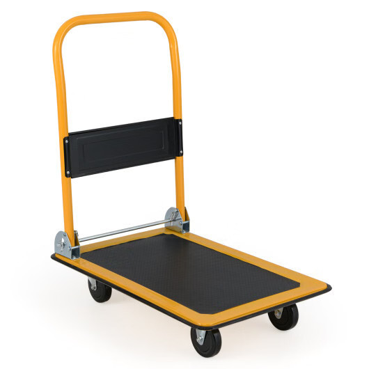 Costway Platform Cart Dolly Foldable Warehouse Push Hand Truck-Black – Color: Bl