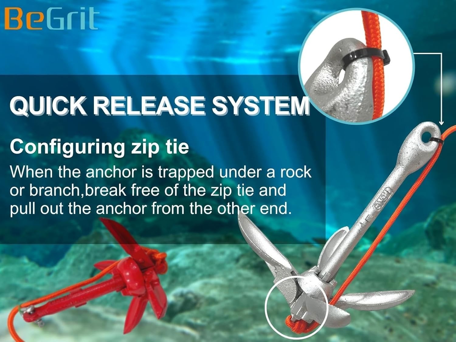 Kayak Anchor Small Boat Anchor Folding Marine Anchor for Fishing,Kayak,Paddle…