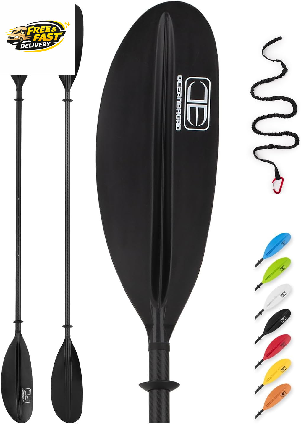 Adjustable Carbon Fiber Kayak Paddle 86In/220Cm to 94In/240Cm Kayaking Oar for A