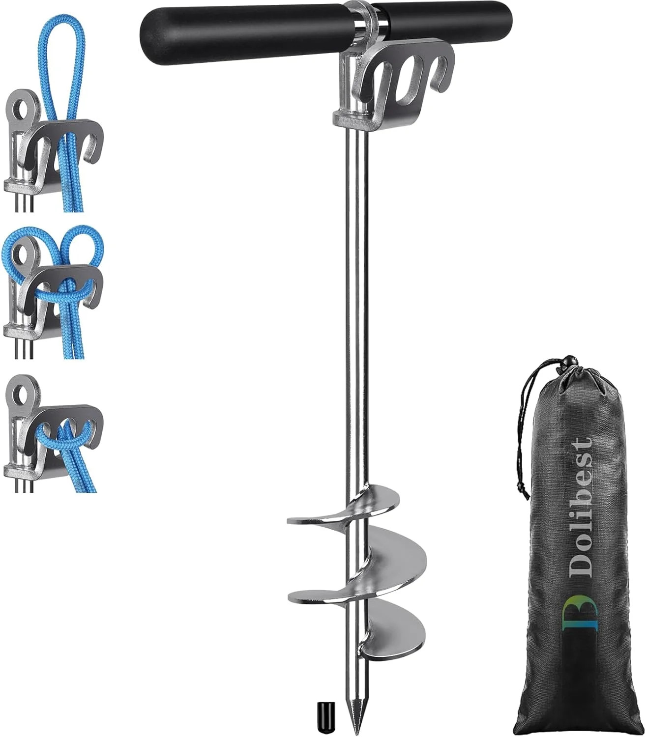 Dolibest 304 Stainless Steel Boat Sand Anchor, 17″ Fully Welded Screw-in Sand An