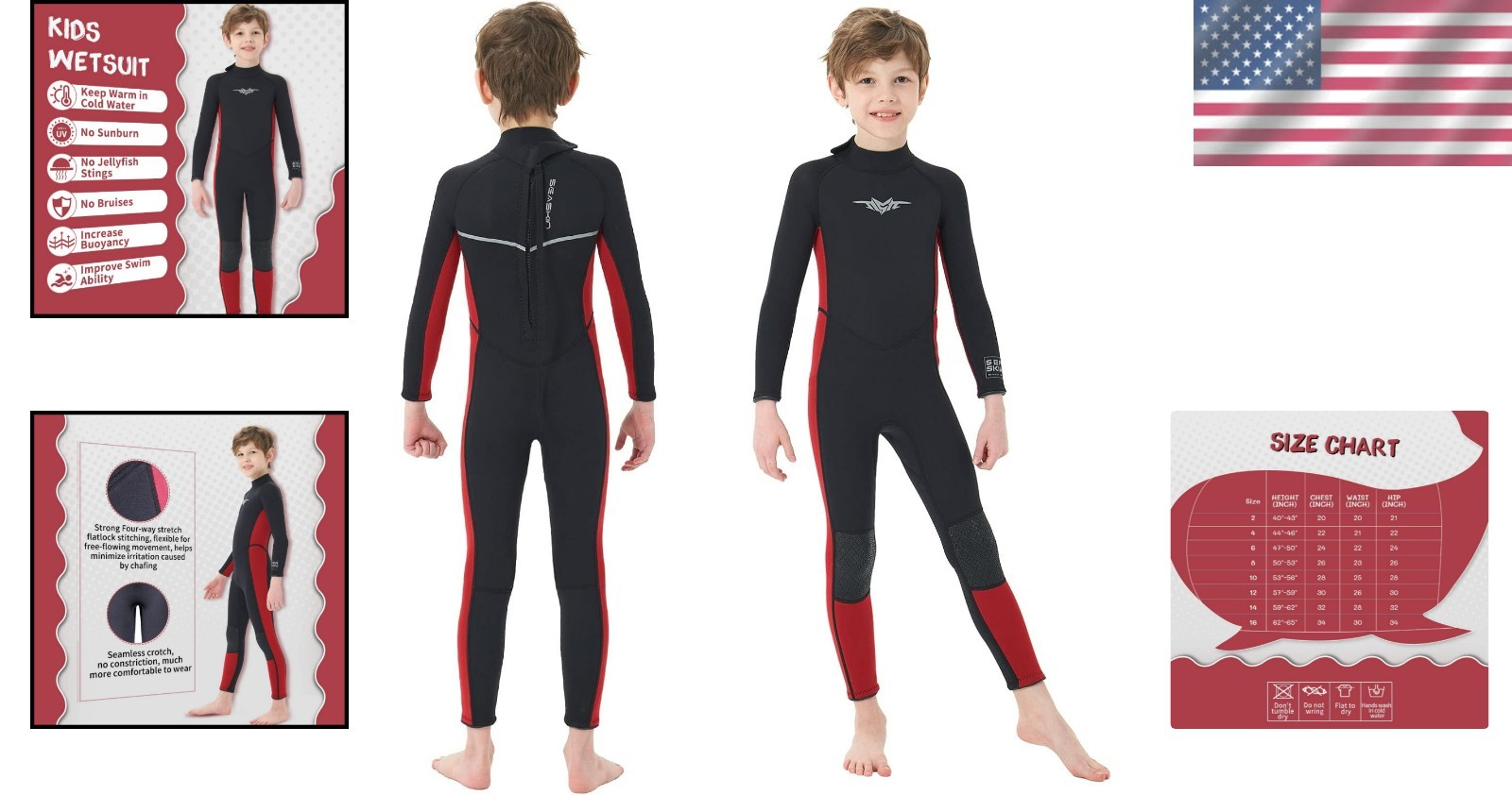 3mm Full Back Zip Wetsuit for Boys & Girls – Thermal Protection for Kids