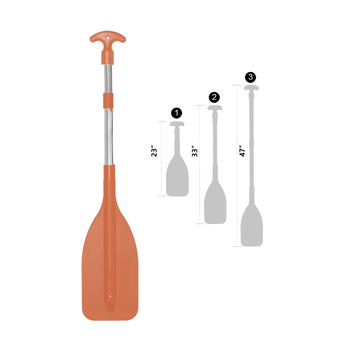 Oceansouth Telescopic Kayak Paddle 3 Parts – Safety Orange (23″ – 48″)
