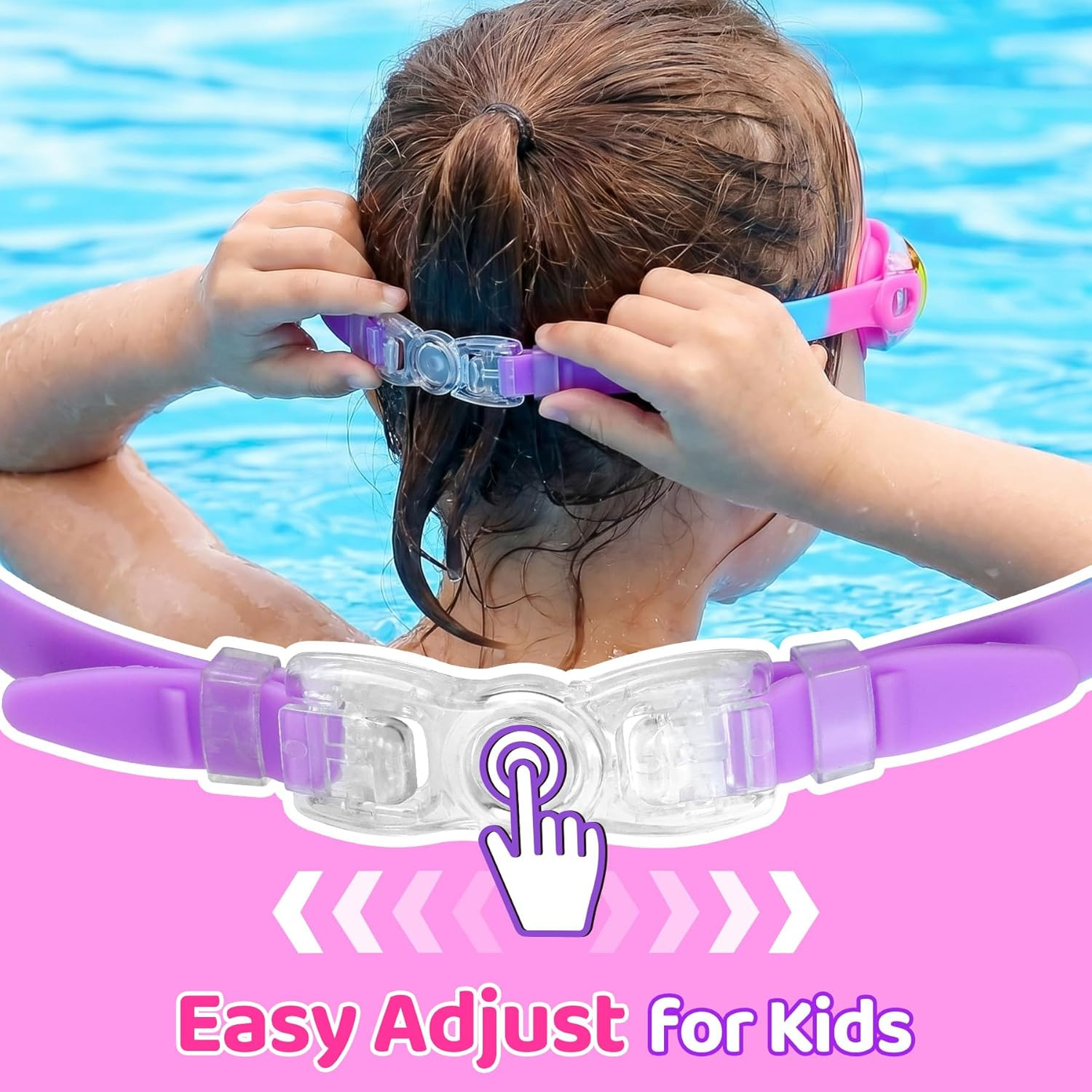 Vvinca Swimming Goggles for Kids 3-15 years-2 Pack, Kids Goggles Anti-Fog/UV No