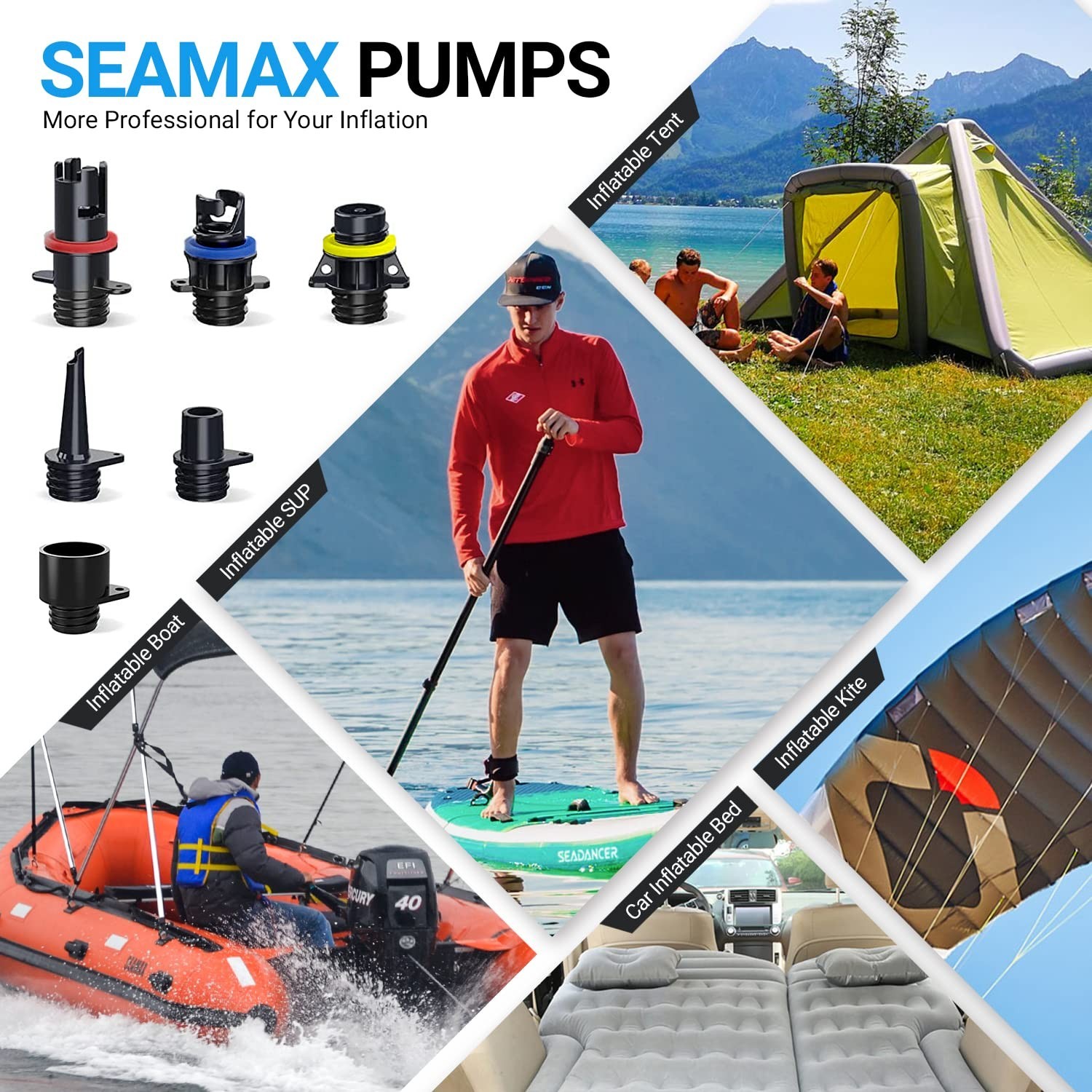 Seamax Marine SUP20D Electric Air Pump for Inflatable Paddle Board, Max 20 PS…