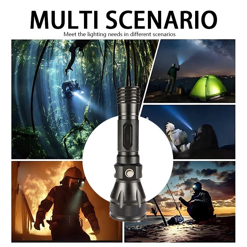 Portable Diving LED Flashlight Bright Aluminum Alloy Professional Handheld Light