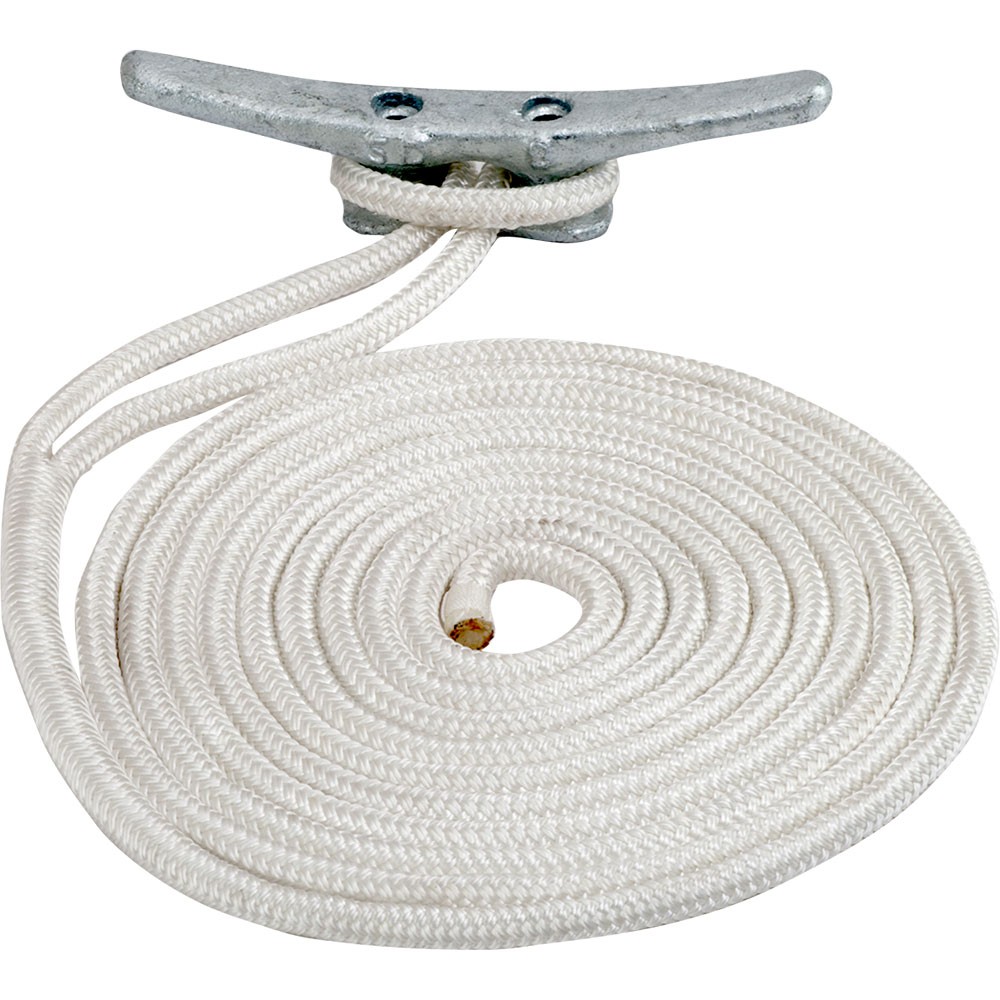 Sea-Dog Double Braided Nylon Dock Line 302110020WH-1 3/8 in x 20 ft White