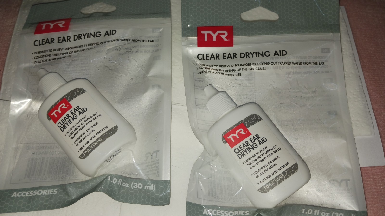 Lot Of 2 TYR Clear Ear Drying Aid Swim Water Beach Lake Camping, 1 Fl. Oz.
