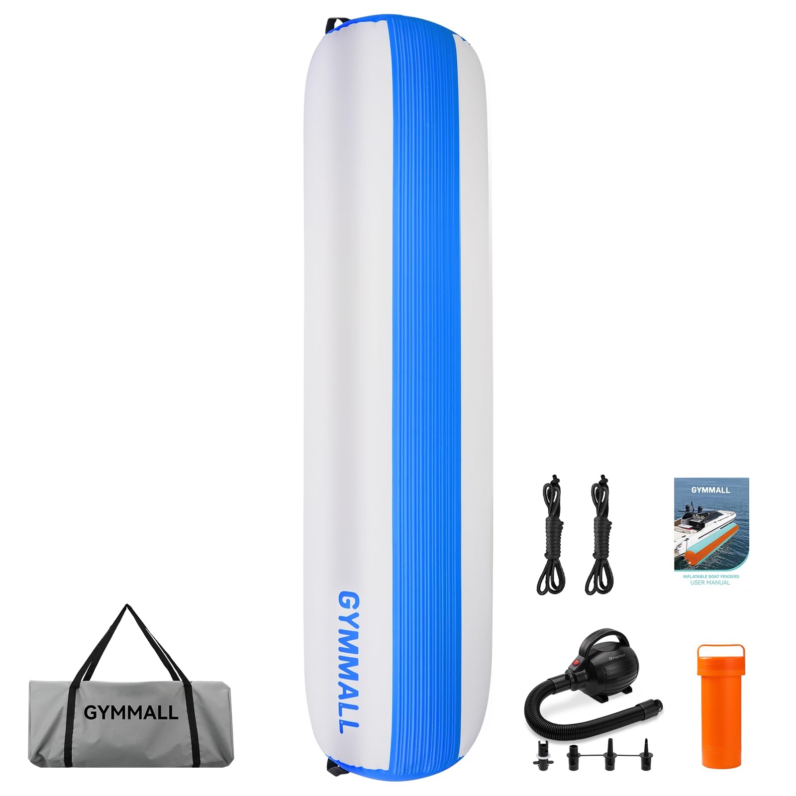 GYMMALL Inflatable Boat Bumpers for Docking Fenders 5’x18″, Blue Gray