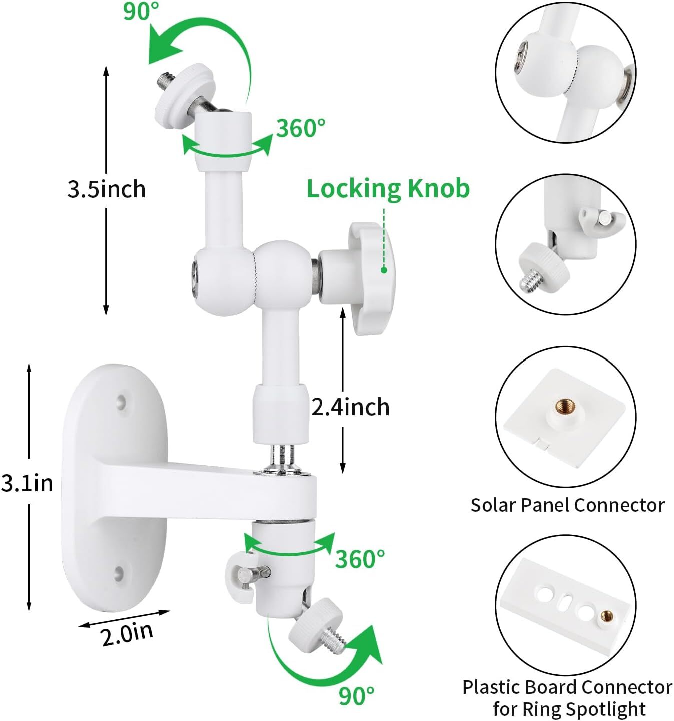 2-in-1 Wall Mount for Ring Solar Panel, Stick Up Cam Battery, Spotlight Cam…