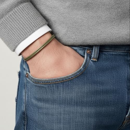 Adjustable Wax Nylon Cord Bracelet for Men Women Adult – One Size Army Green