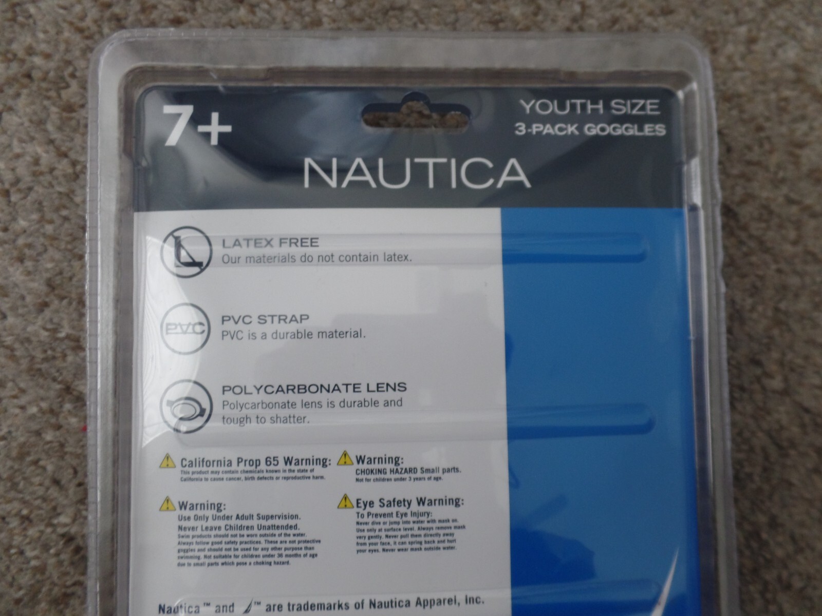 NAUTICA, SWIM GOOGLES, 3 PAIR PACK, NEW, 7+