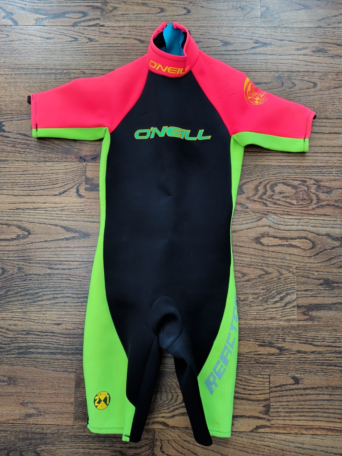 Oneill Reactor 7157 Shorty Wet Suit Diving Surfing Neon Yellow Orange Unisex M