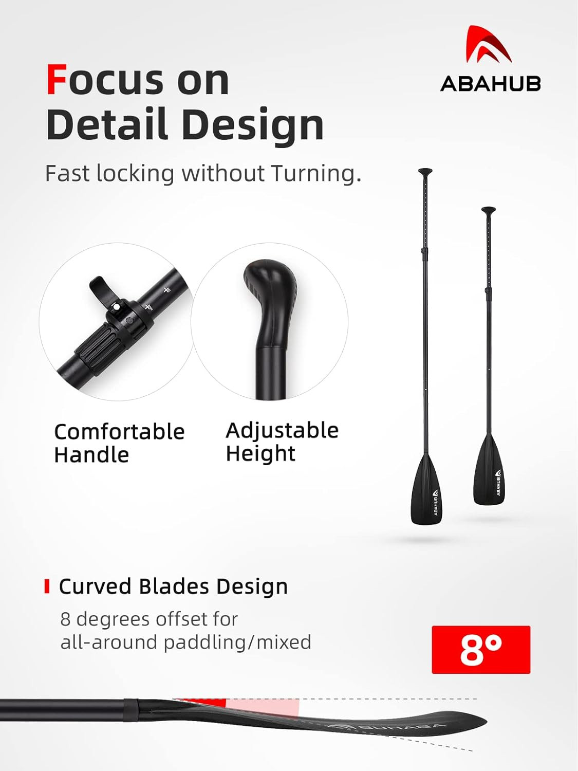 SUP Paddle – 3 Piece Adjustable Paddles – Lightweight Stand-Up Paddle Oars for P
