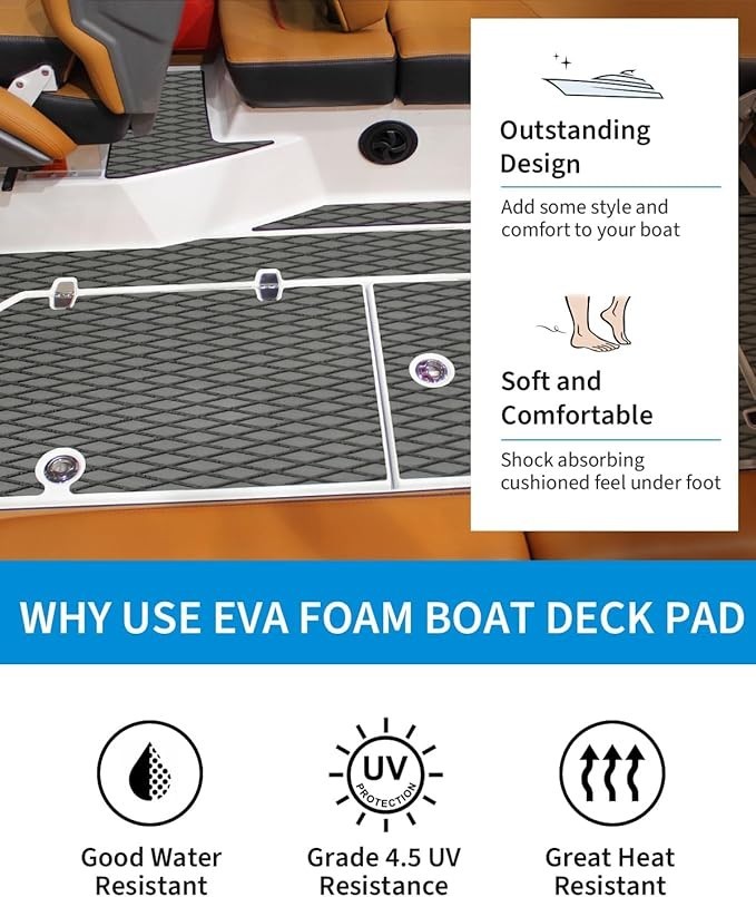 Surf Traction Pad Teak Marine Kayak Flooring EVA Foam Boat Decking Mat 35”x94”