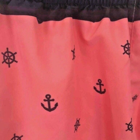 Nautica Men S Pink Nautical Swim Trunks Boat Wheel Anchor Elastic Waist Shorts