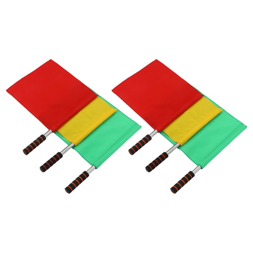 6Pcs High Visibility Referee Hand Flags Assorted Red Yellow Green Colors