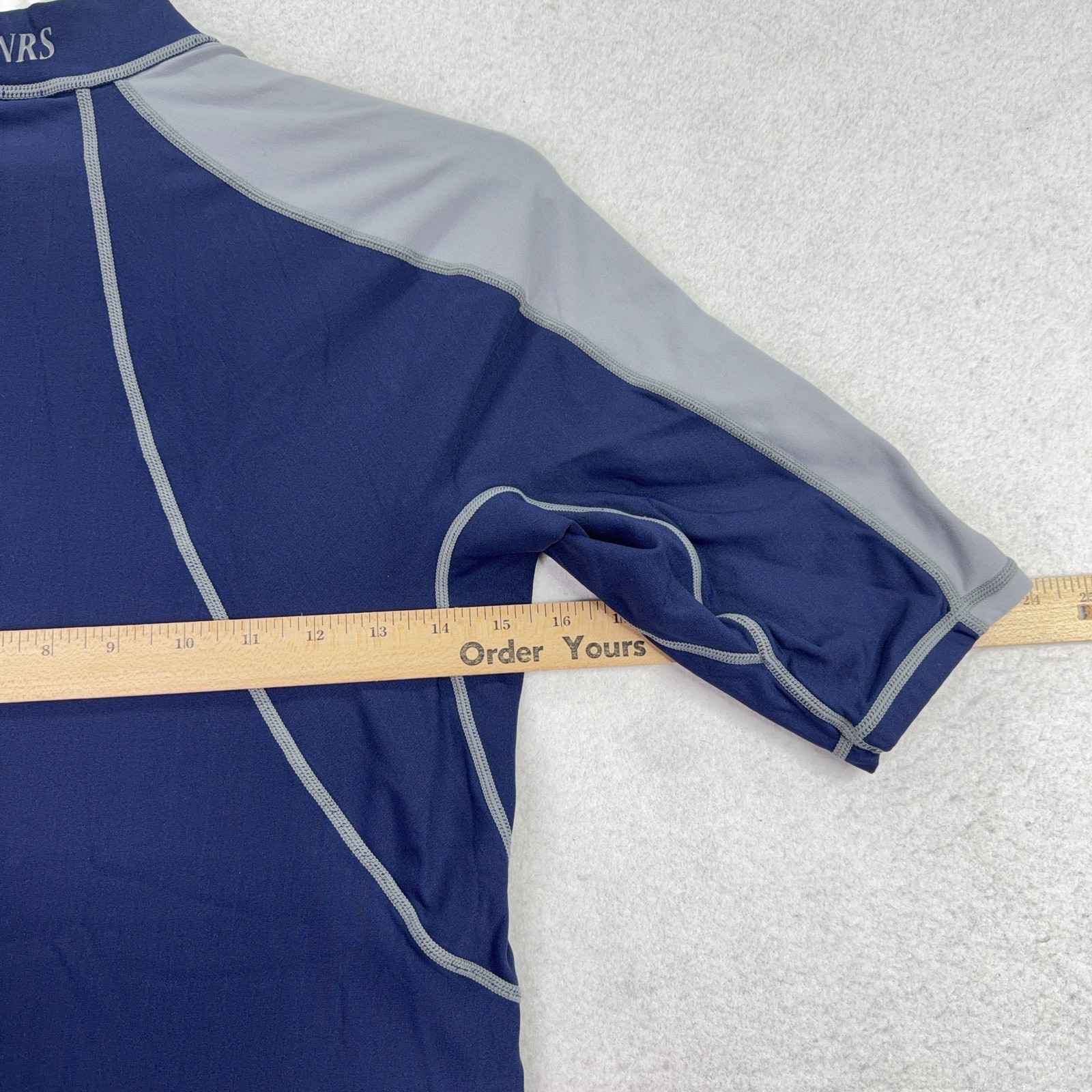 NRS Rash Guard Men’s XS Navy Blue Gray Color Block Nylon Spandex Outdoor Beach