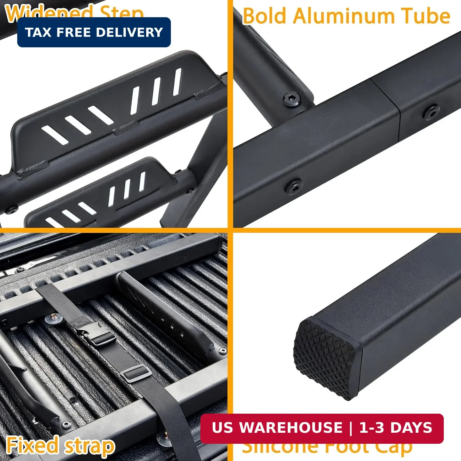 Foldable Pickup Truck Tailgate Ladder, 42″ Heavy Duty Universal Folding Tailgate