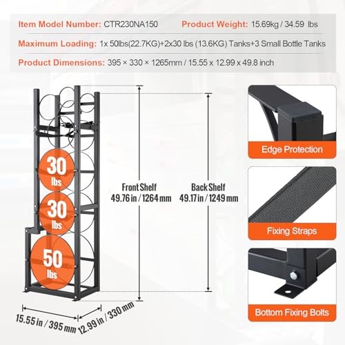 Refrigerant Tank Rack – 1 x 50lb, 2 x 30lb & 3 Small 12.99″ x 15.55″ x 49.76″
