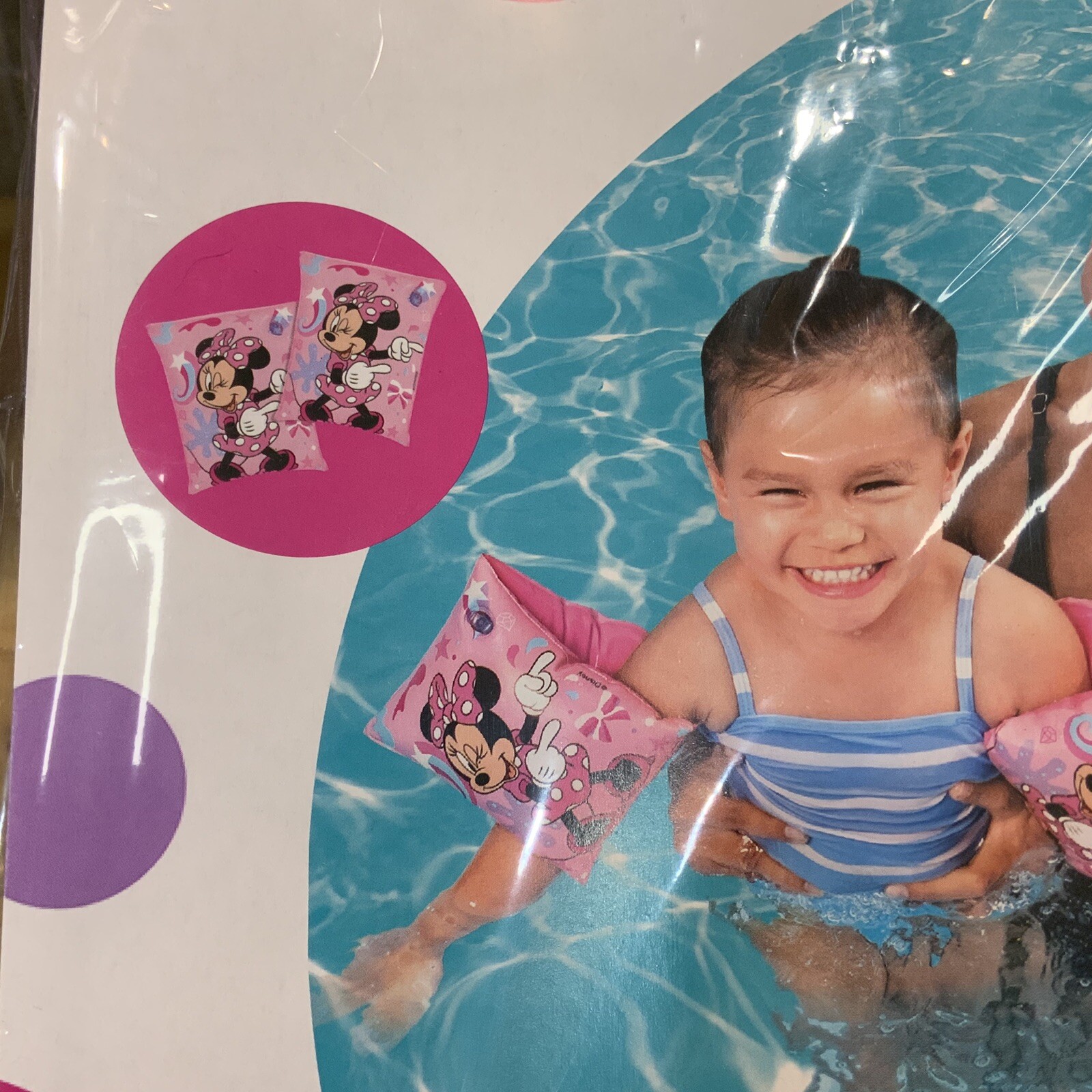 Disney Jr Minnie Mouse Inflatable Arm Bands Floaties Swim Pool Water Age 3-6 NEW