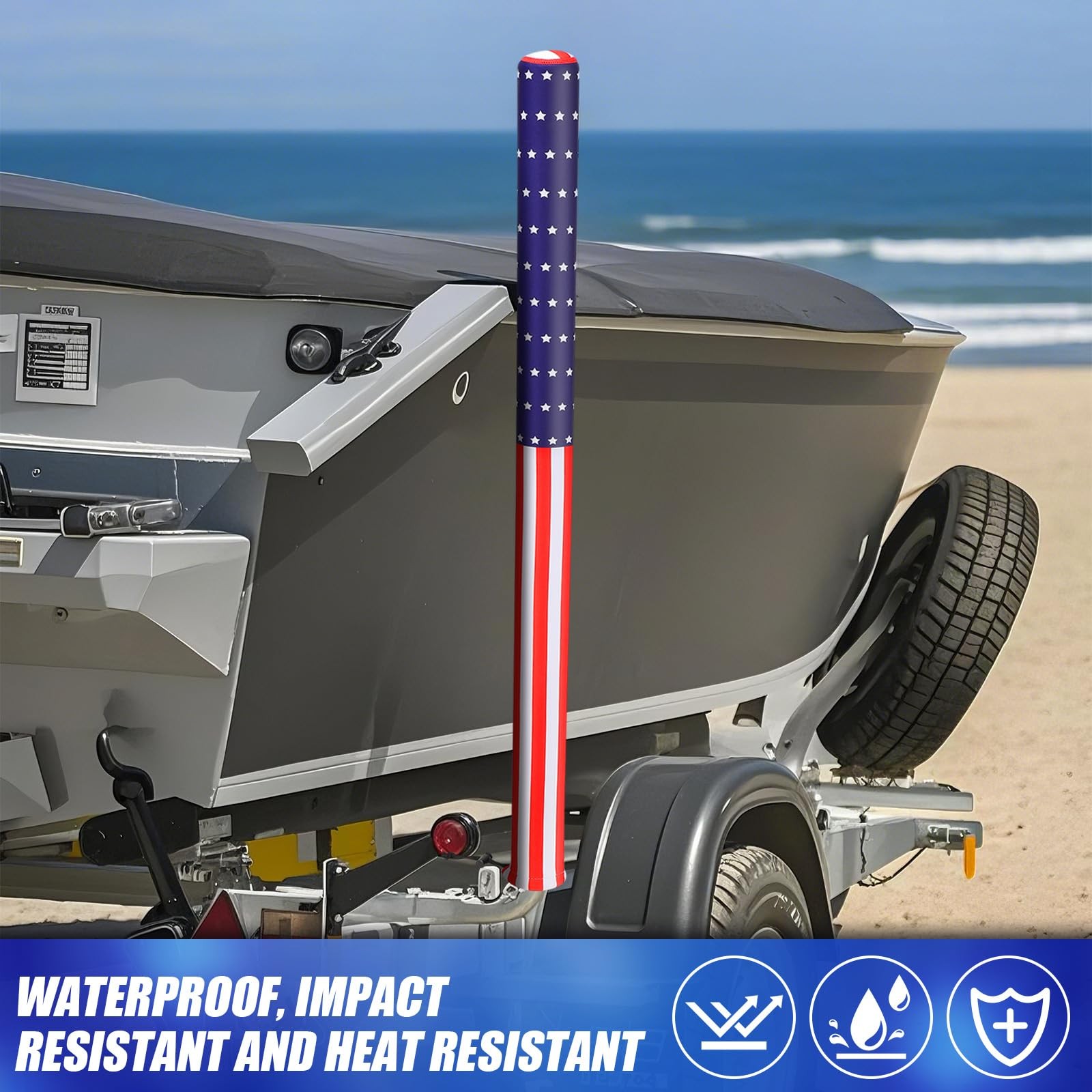 USA Boat Trailer Guide Pole Capped Neoprene Canvas Pad Waterproof Cover 48″ 2PC