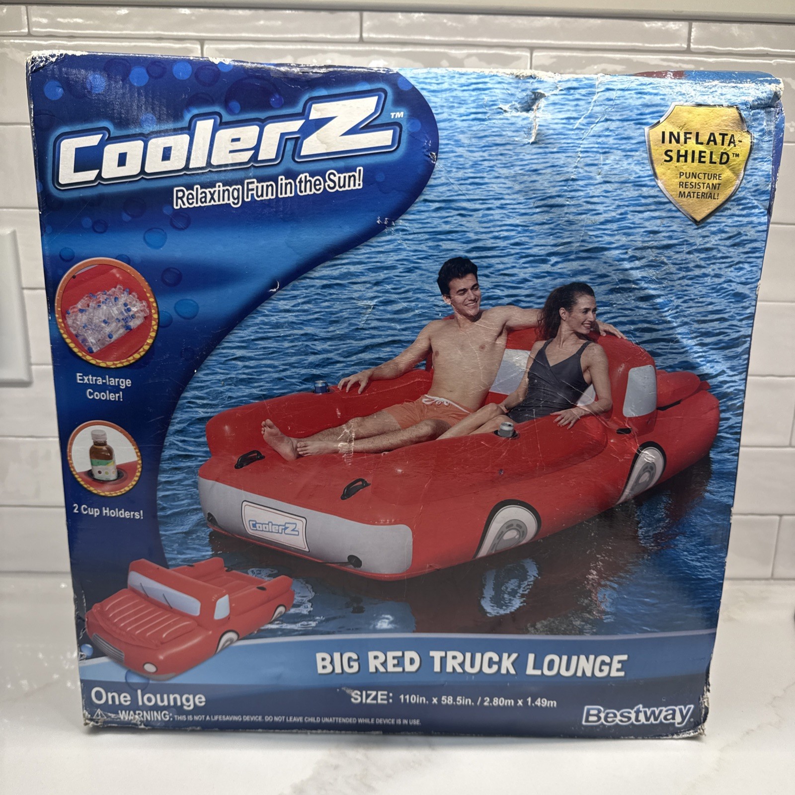 Bestway CoolerZ BIG RED TRUCK Over 9 ft Inflatable Party Water Float W/ Cooler!