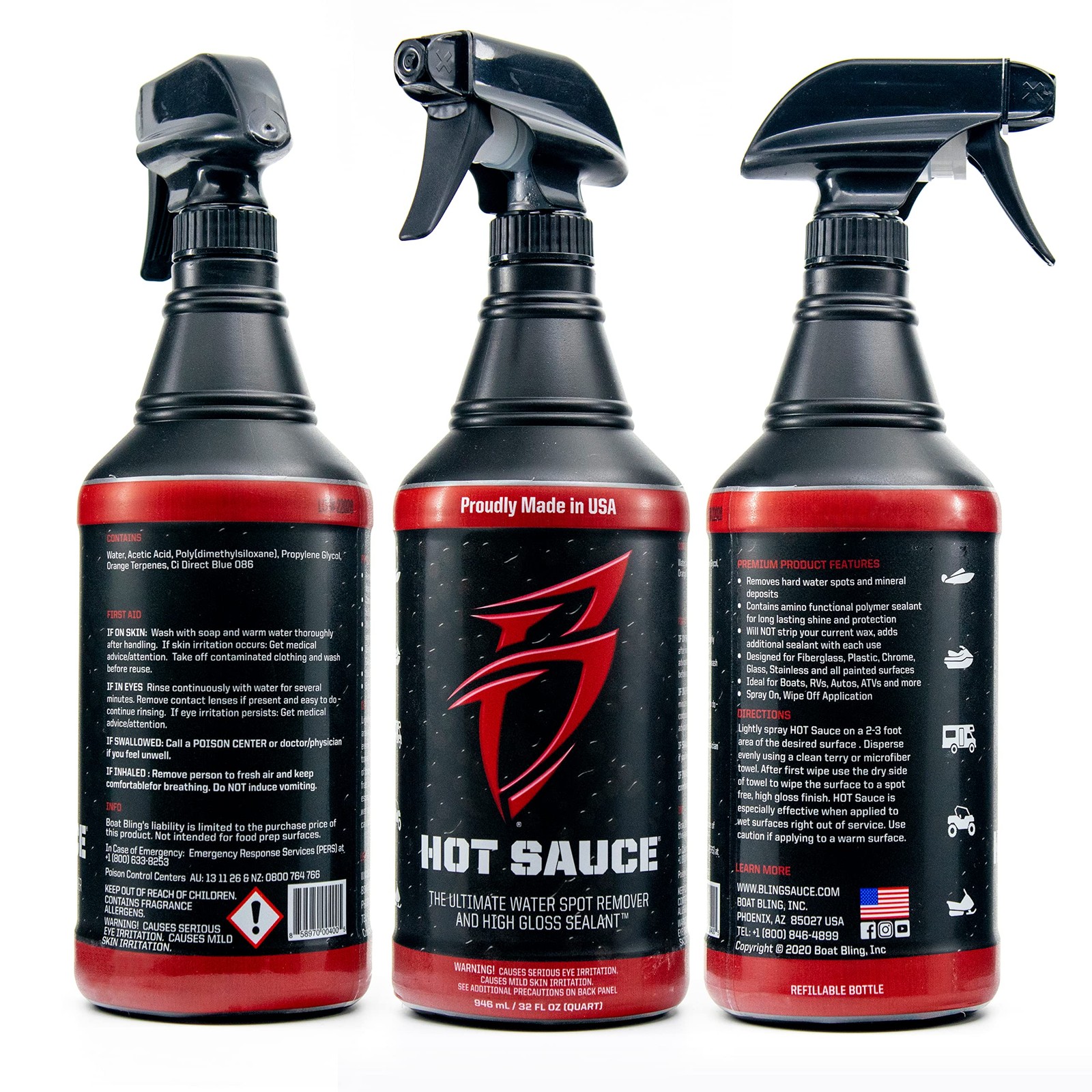 Bling Sauce Hot Hard Water Spot Remover 32 Fl Oz (Pack of 1), Black