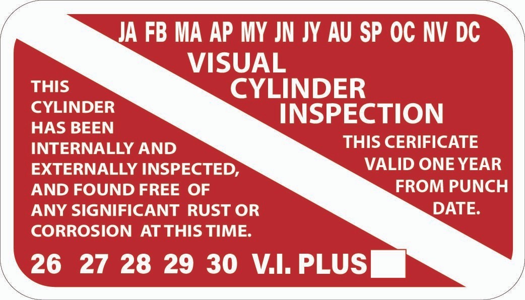 Scuba VISUAL CYLINDER INSPECTION sticker tank certificate 2025-2029 (4 pack p124