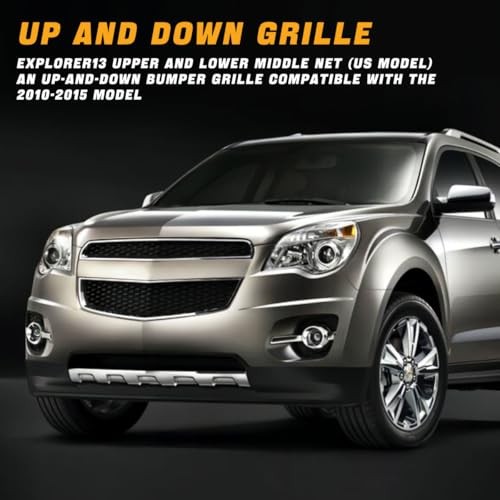 Chrome Upper & Lower Grille Grill Compatible with 2010-2015 Equinox,ABS Black
