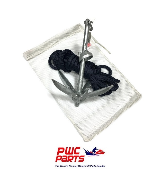 SENECA MARINE Boat Anchor Kit C8003-BL20 w/ 20 ft Blue Line, Anchor, Mesh Bag