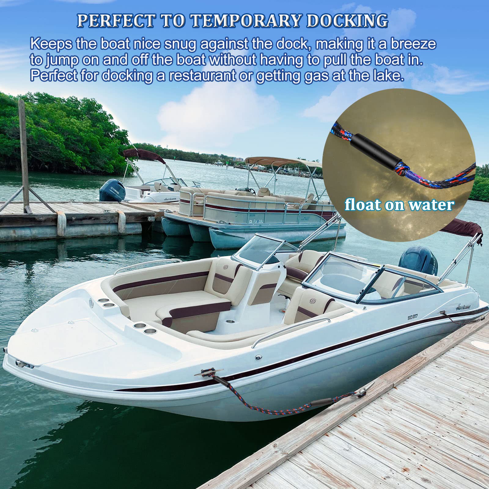 Marine Bungee Dock Line Boat Mooring Rope Bungee Tie Down Stretch 2200LBS