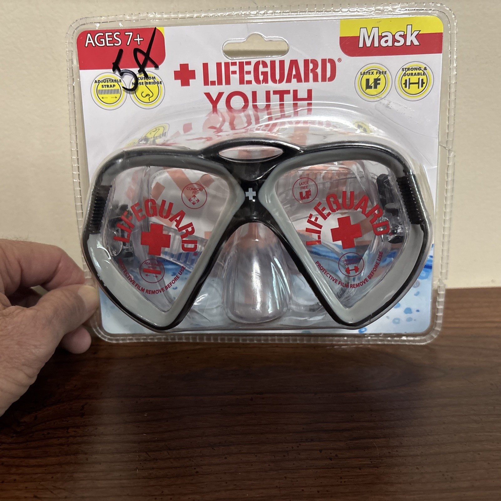 Lifeguard YOUTH Swim Mask Goggles – Latex Free Black – “New Factory-Sealed”