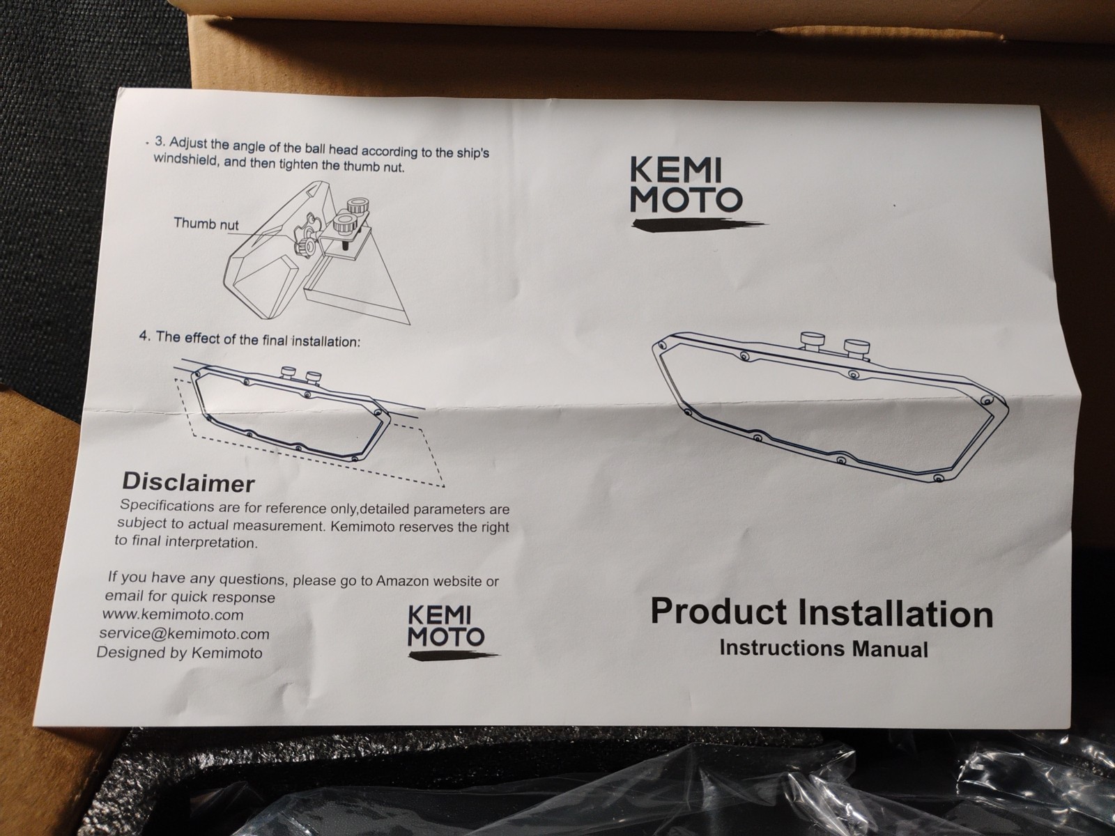 KEMIMOTO 3.5″x10″ Rear View Boat Mirror Marine Mirror for Ski Boat Pontoon Boat