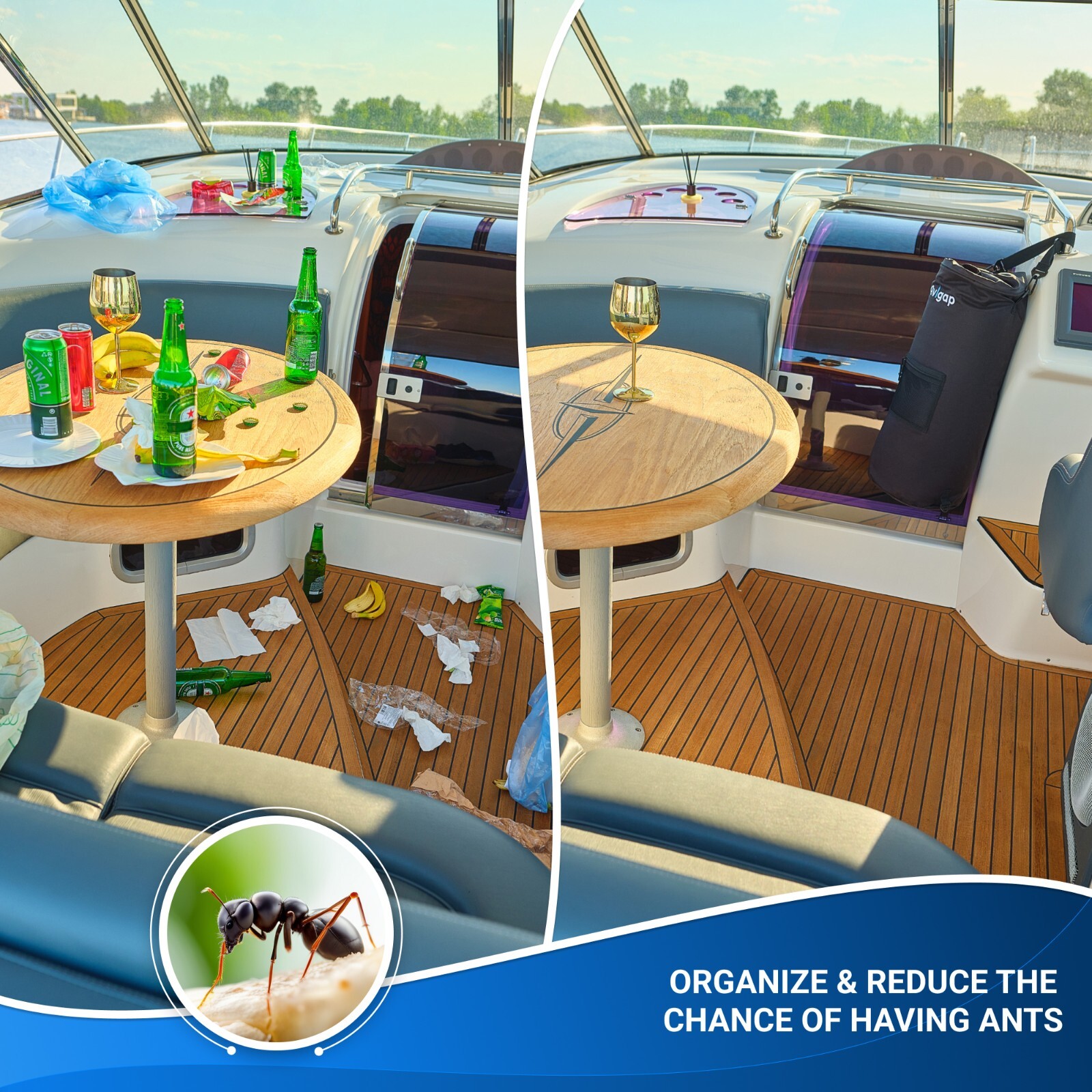 Boat Trash Can, 100% Odor & Leak Resistant, Reusable, Fit 13 Gal Trash Bag